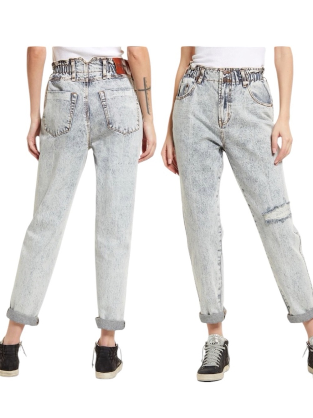One Teaspoon 80s High Waist Pioneer Jeans / Acid Wash Light Blue